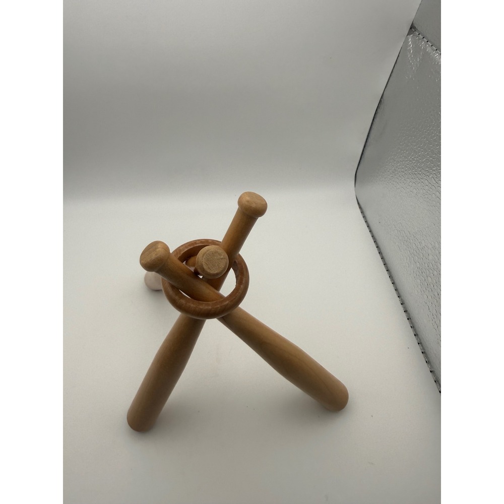 Vintage Wooden Baseball Bat Tripod Display Stand Sports Memorabilia Holder Brown - Picture 2 of 2